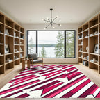 Crimson Pink Ribbon Diagonal Strips Rug