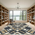 Sophisticated Cream Charcoal Geometric Diamond Rug