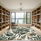 Sage and Cream Botanical Floral Arrangement Rug