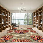 Coral Heart with Ocean Waves Rug