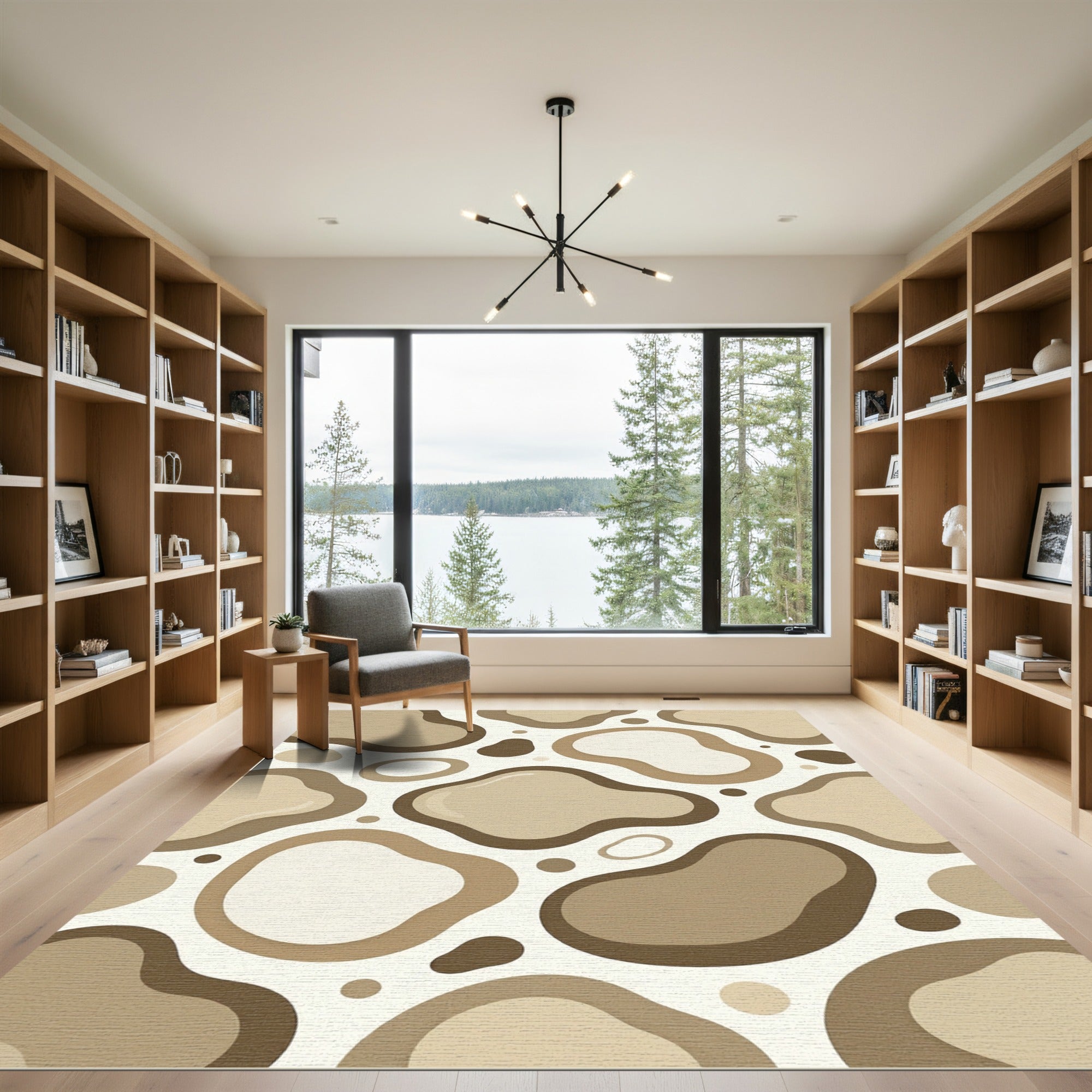 Organic Neutral Earthy Abstract Shapes Rug