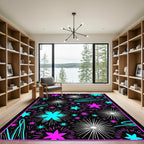 Vibrant Pink Cyan Starburst Explosion Rug
