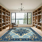 Royal Blue Floral Damask Botanical Rug