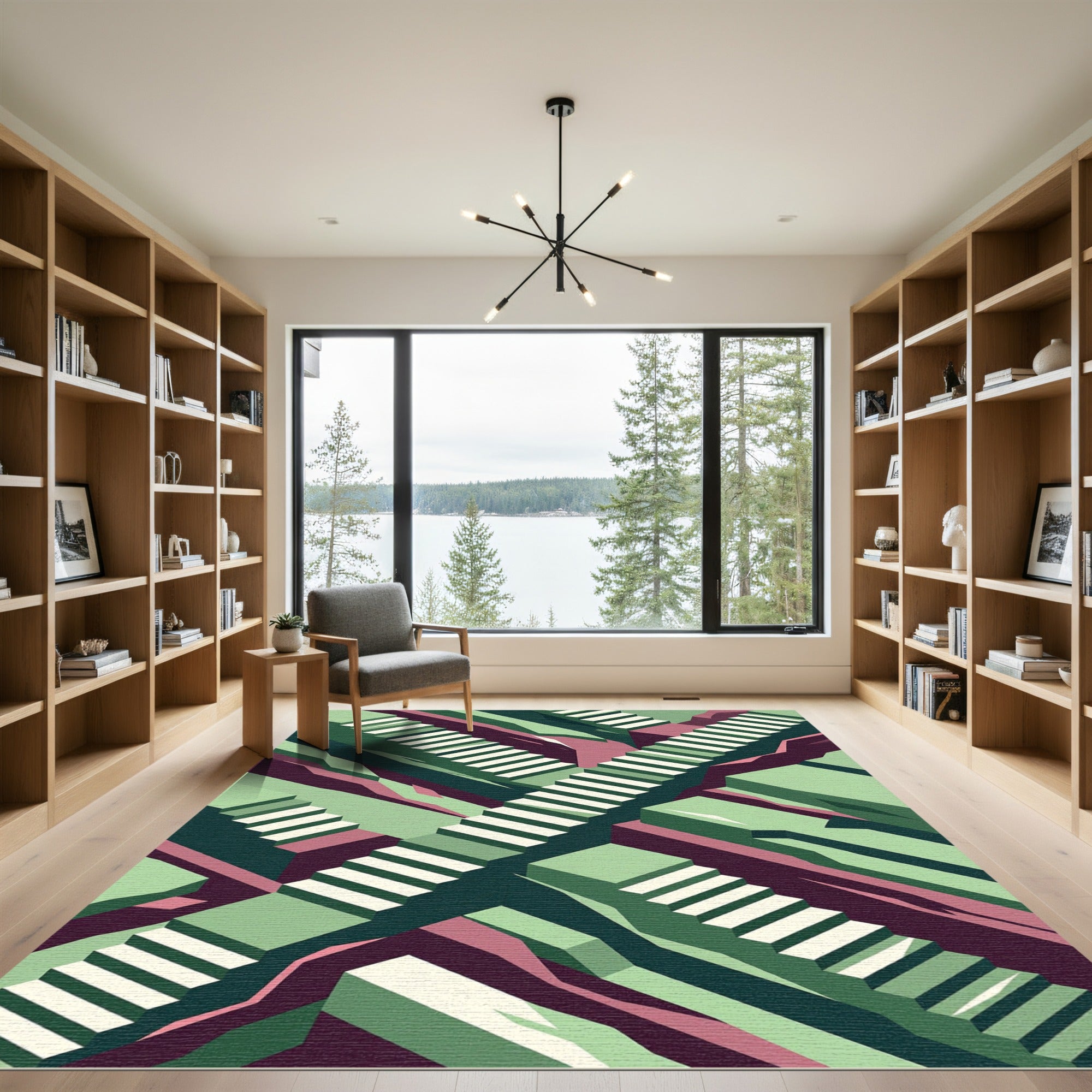 Geometric Staircase Abstract Composition Rug