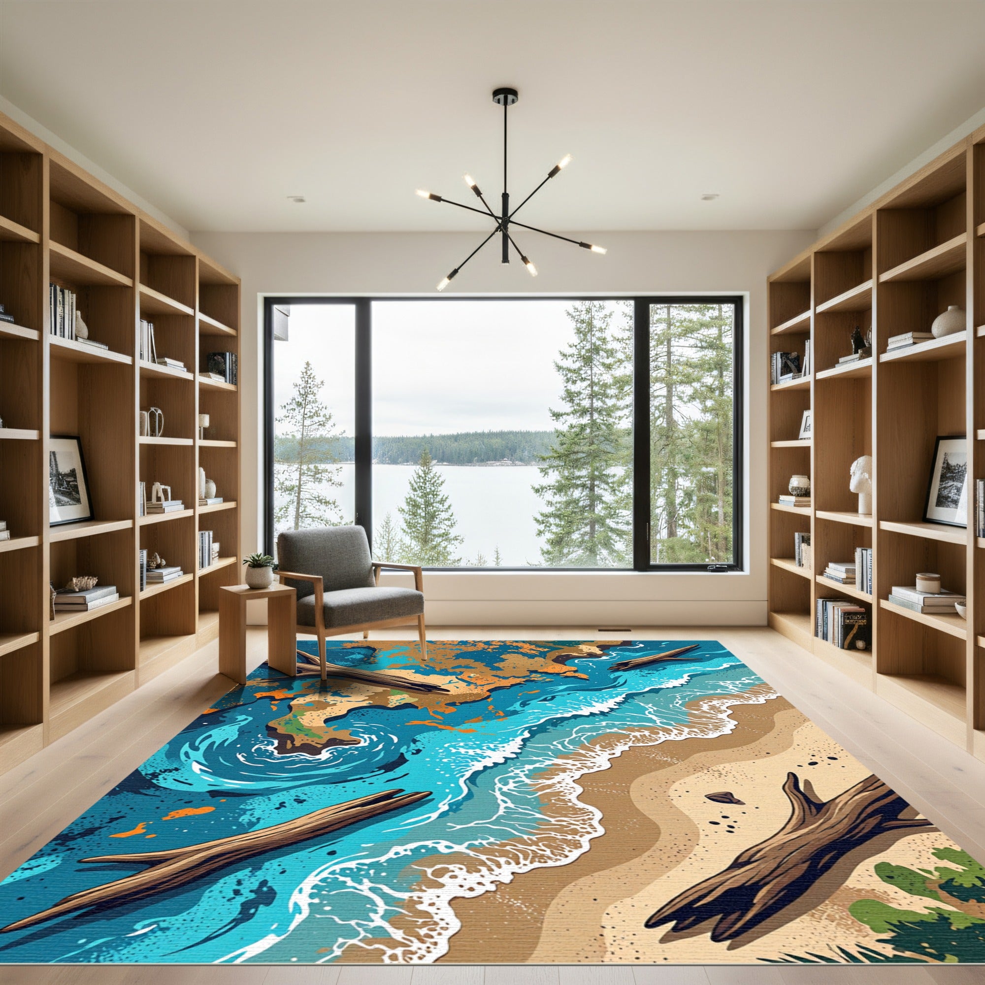 Oceanic Earth Driftwood Abstract Rug