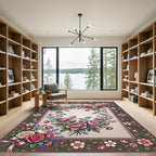 Pink Rose and Peony Floral Wreath Rug