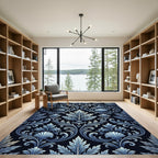 Ornate Blue Acanthus Scroll Rug