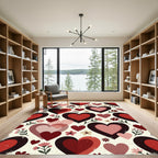 Retro Romantic Heart and Floral Meadow Rug