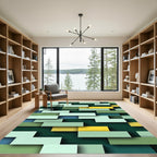 Mint Green Brick Stacked Collage Rug