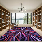 Radiant Violet Red Concentric Starburst Rug
