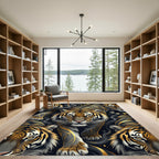 Majestic Golden Tiger Smoke Art Rug