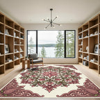 Floral Paisley Medallion Pink Green Rug