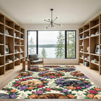 Sleeping Puppy Floral Rose Wreath Rug