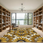 Golden Sunflower Bloom Medallion Rug