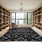Elegant Silver Floral Scroll Rug