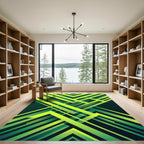 Neon Lime Abstract Geometric Angular Lines Rug