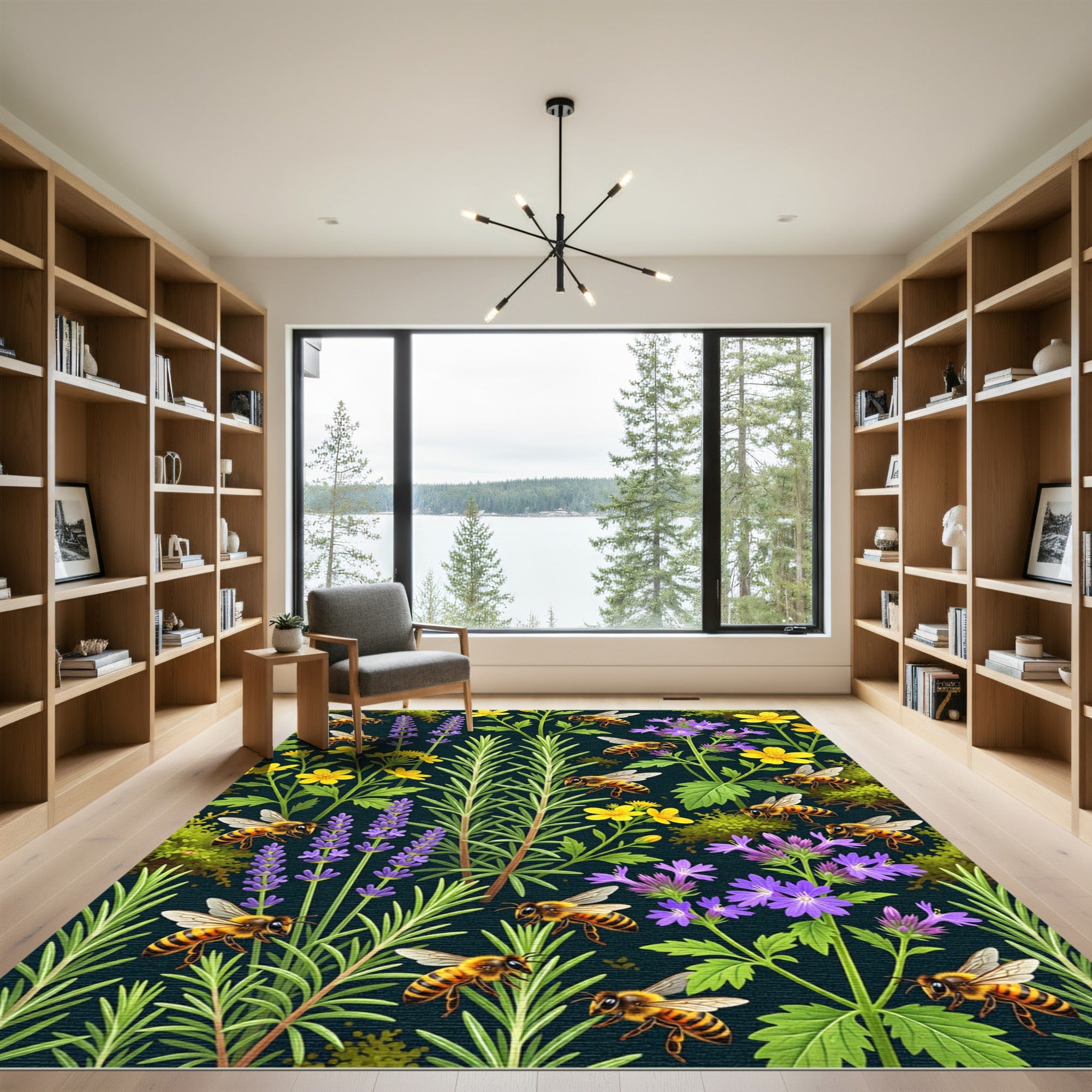 Golden Bee and Wildflower Meadow Rug