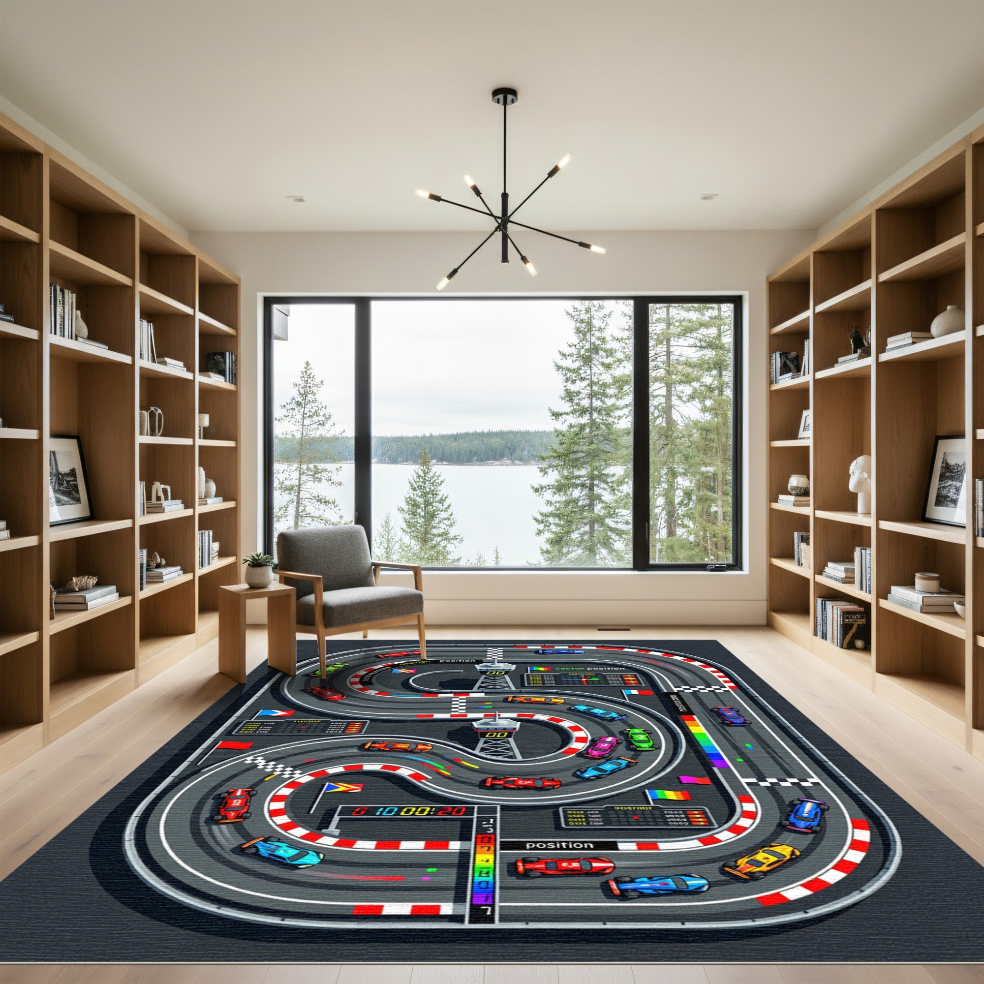 Vibrant Race Track Miniature Circuit Action Rug