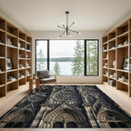Gothic Gray Trefoil Rose Window Rug