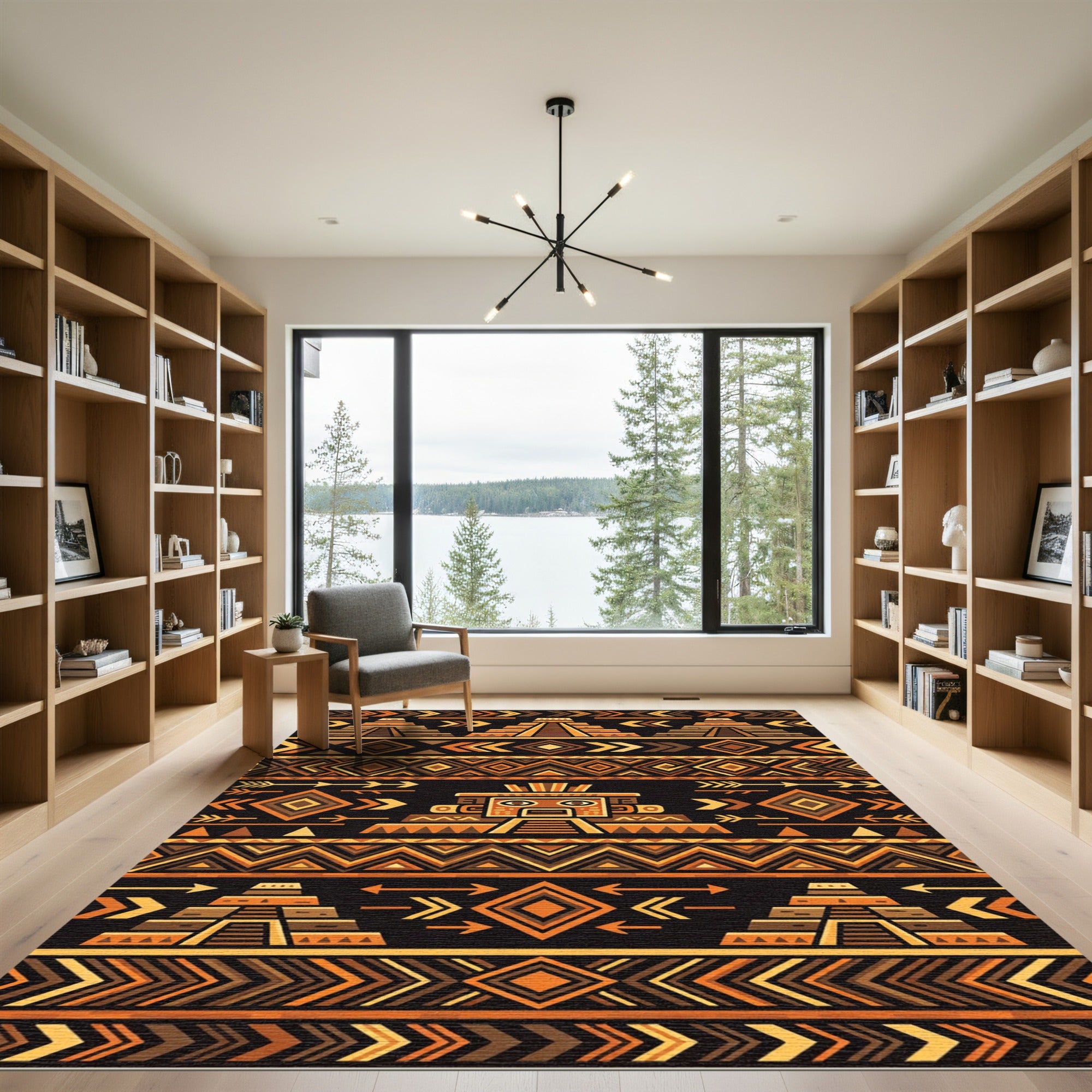 Aztec Tribal Geometric Earth Tones Rug