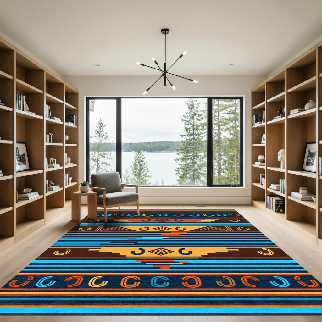 Bold Indigo Tribal Stripe Rug