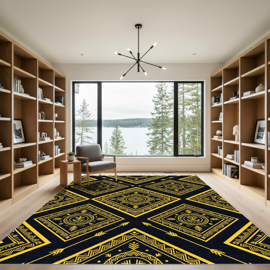 Gold Southwestern Geometric Diamond Wall Decor Rug