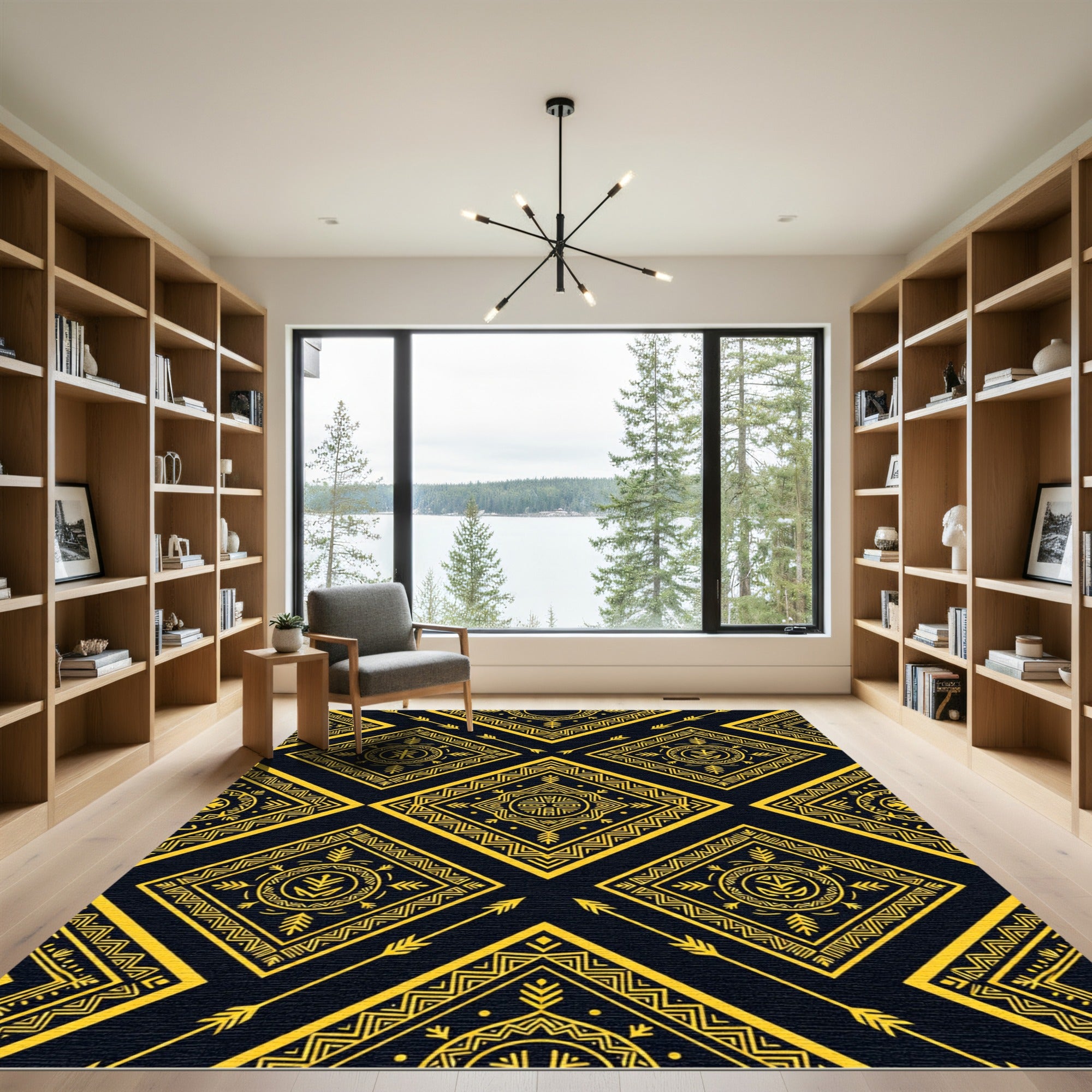 Gold Southwestern Geometric Diamond Wall Decor Rug