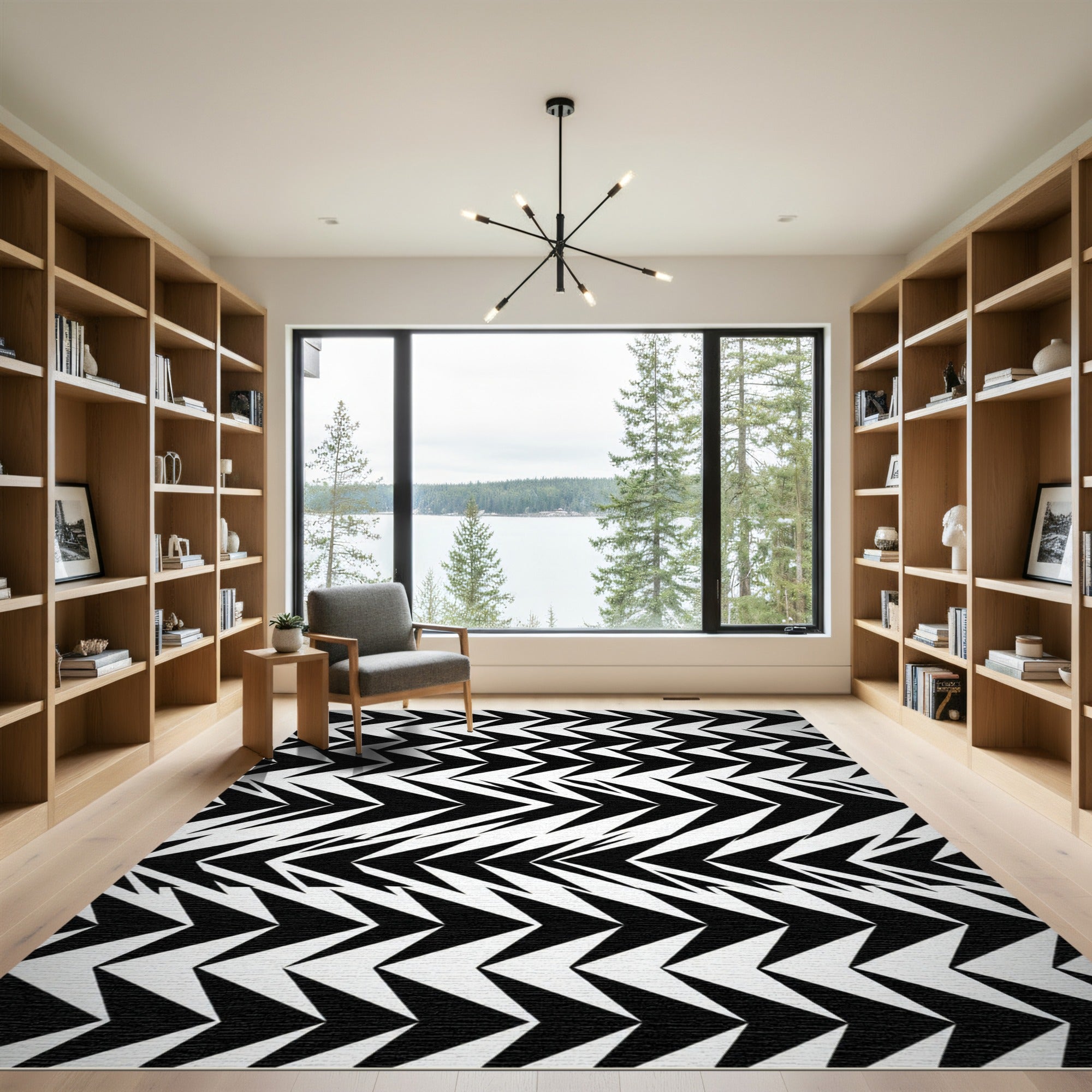 Black White Chevron Arrow Rug