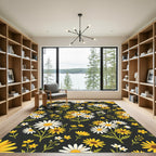 Cheerful Yellow White Daisy Meadow Rug