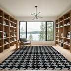 Classic Houndstooth Black Grey Tessellation Rug