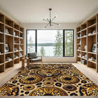 Golden Leopard Head and Donut Repeat Rug