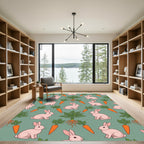 Cheerful Pastel Rabbit Carrot Garden Rug