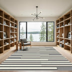 Minimalist Neutral Gray Layered Linear Rug