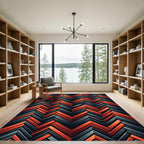 Deep Coral Red Herringbone Weave Rug