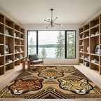 Geometric Leopard Head Aztec Gold Accent Rug