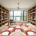 Retro Peach Scalloped Arch Tile Rug