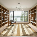 Aged Beige Vertical Stripe Splatter Rug