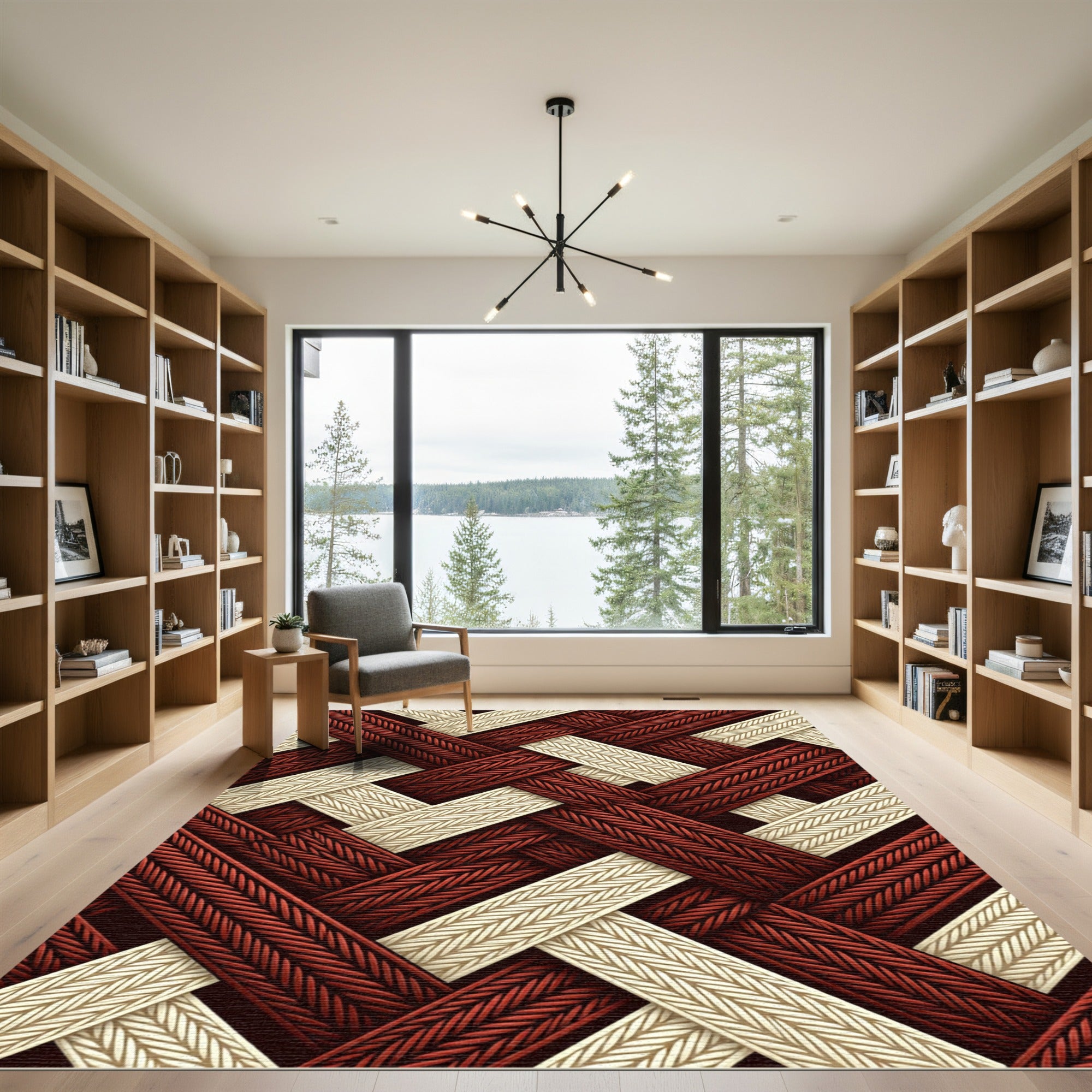 Crimson Cream Braided Weave Rug