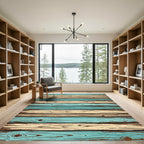 Coastal Blue Wood Plank Texture Rug