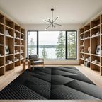 Modern Monochrome Carbon Fiber Geometric Rug