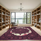 Intricate Maroon Floral Mandala Tapestry Rug