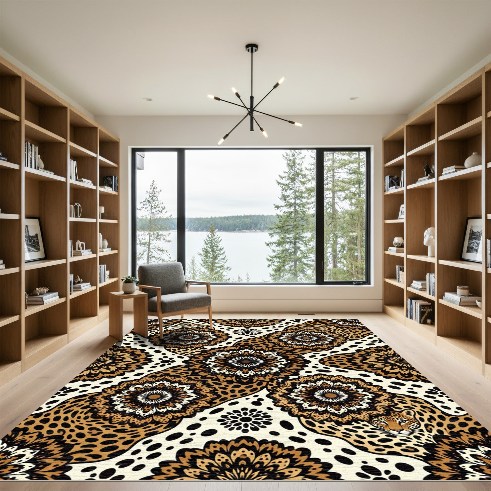 Leopard Animal Spot Floral Mandala Rug