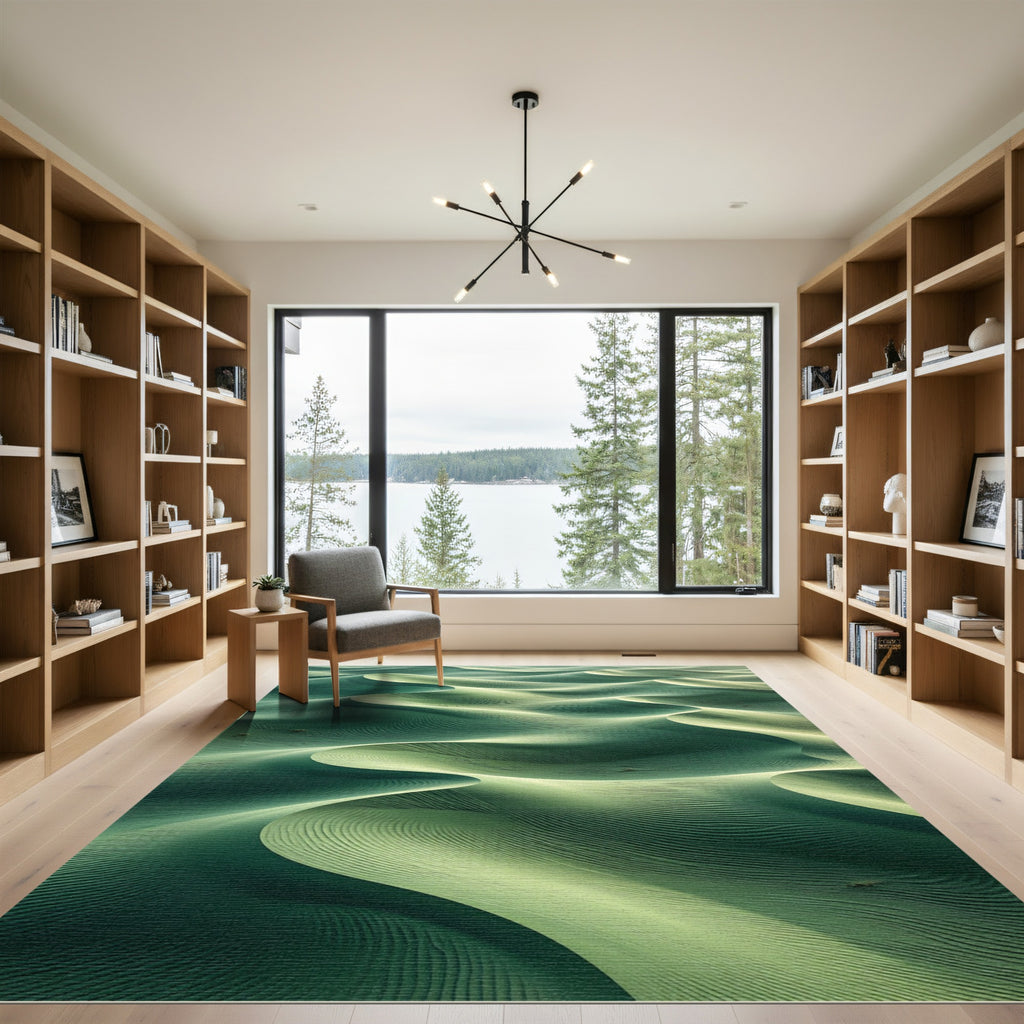 Verdant Green Rippling Sand Dunes Rug