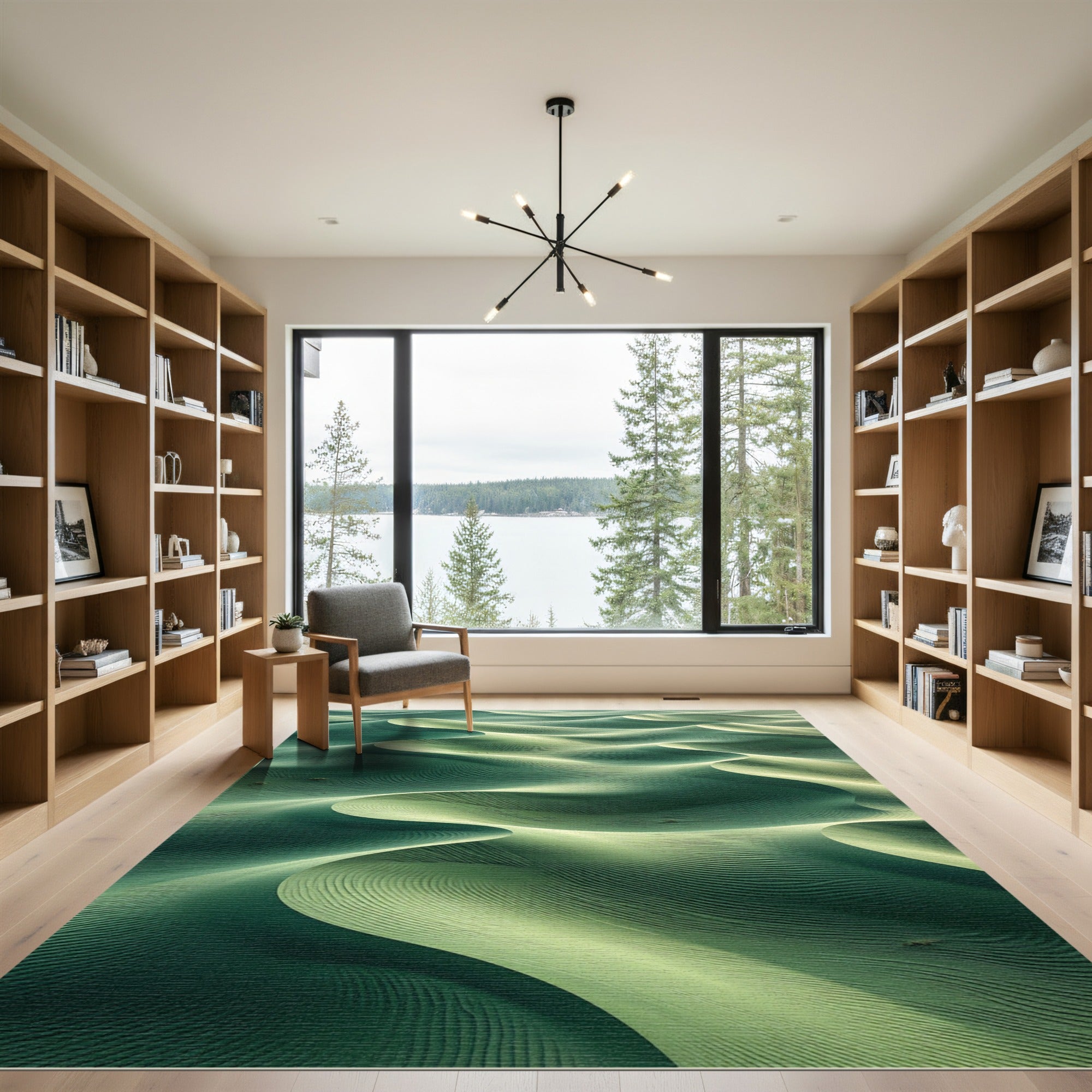 Verdant Green Rippling Sand Dunes Rug