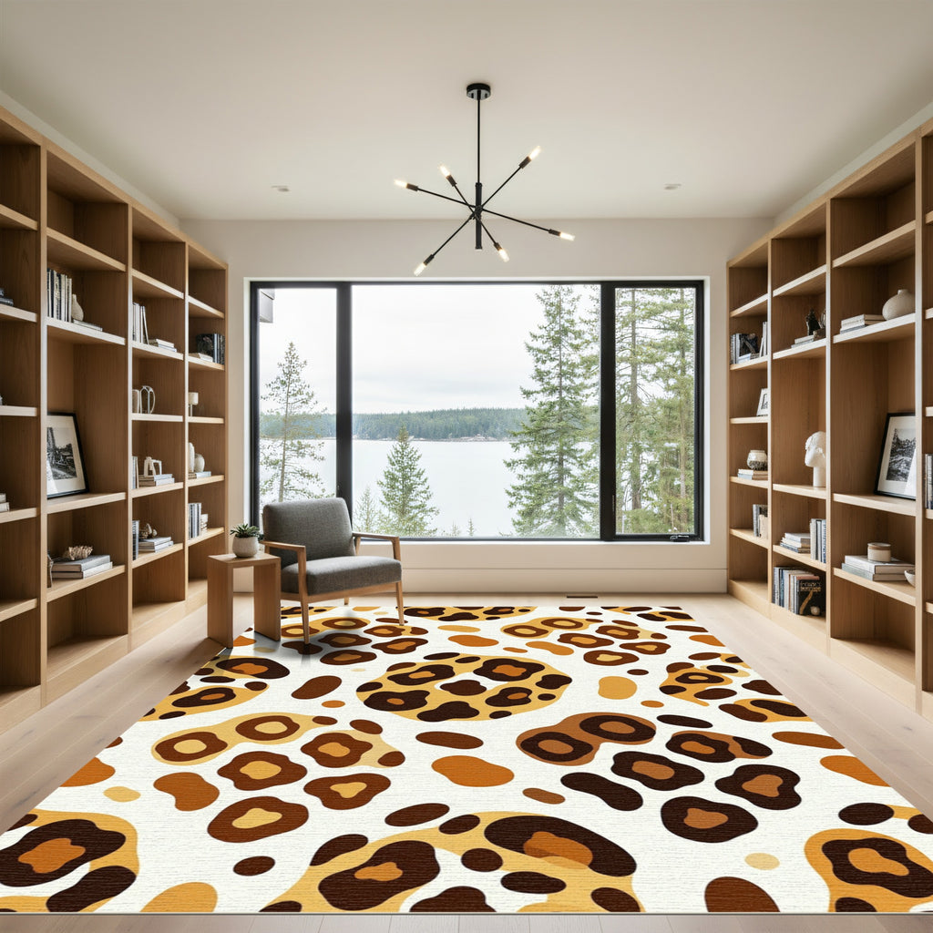 Bold Earthy Leopard Animal Spot Rug