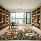 Lush Cream Poppy Field Floral Rug