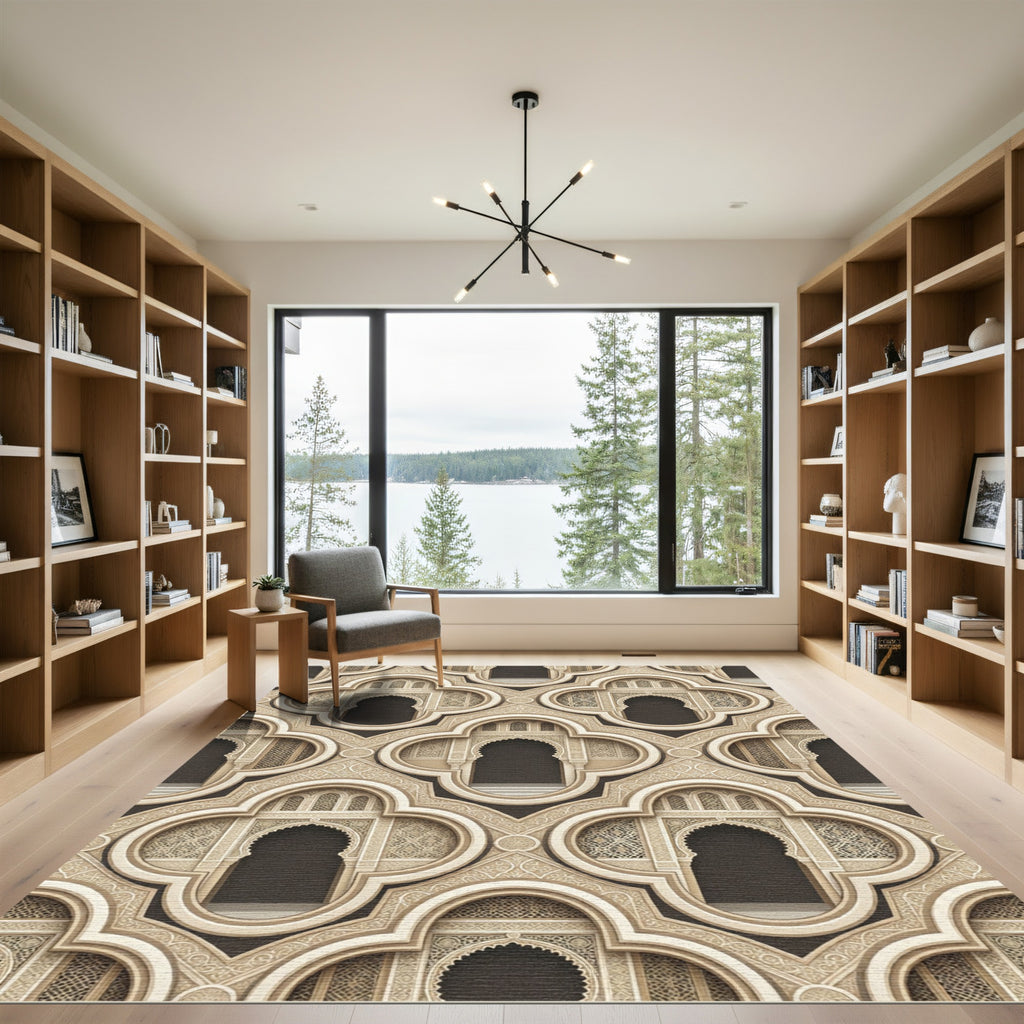 Ornate Archway Lattice Geometric Rug