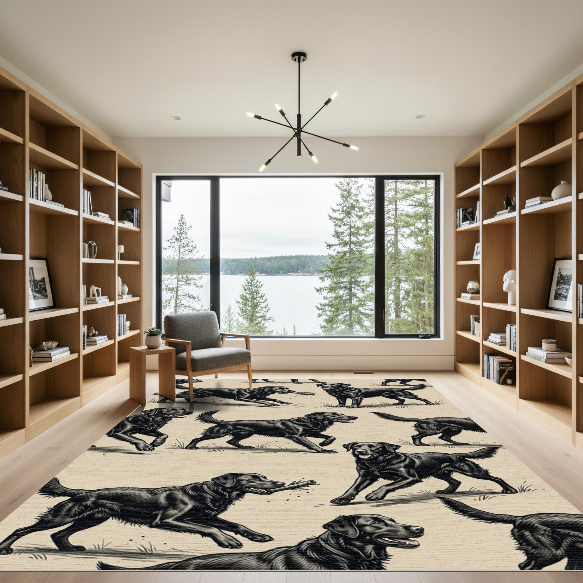 Classic Black Labrador Retriever Illustration Rug