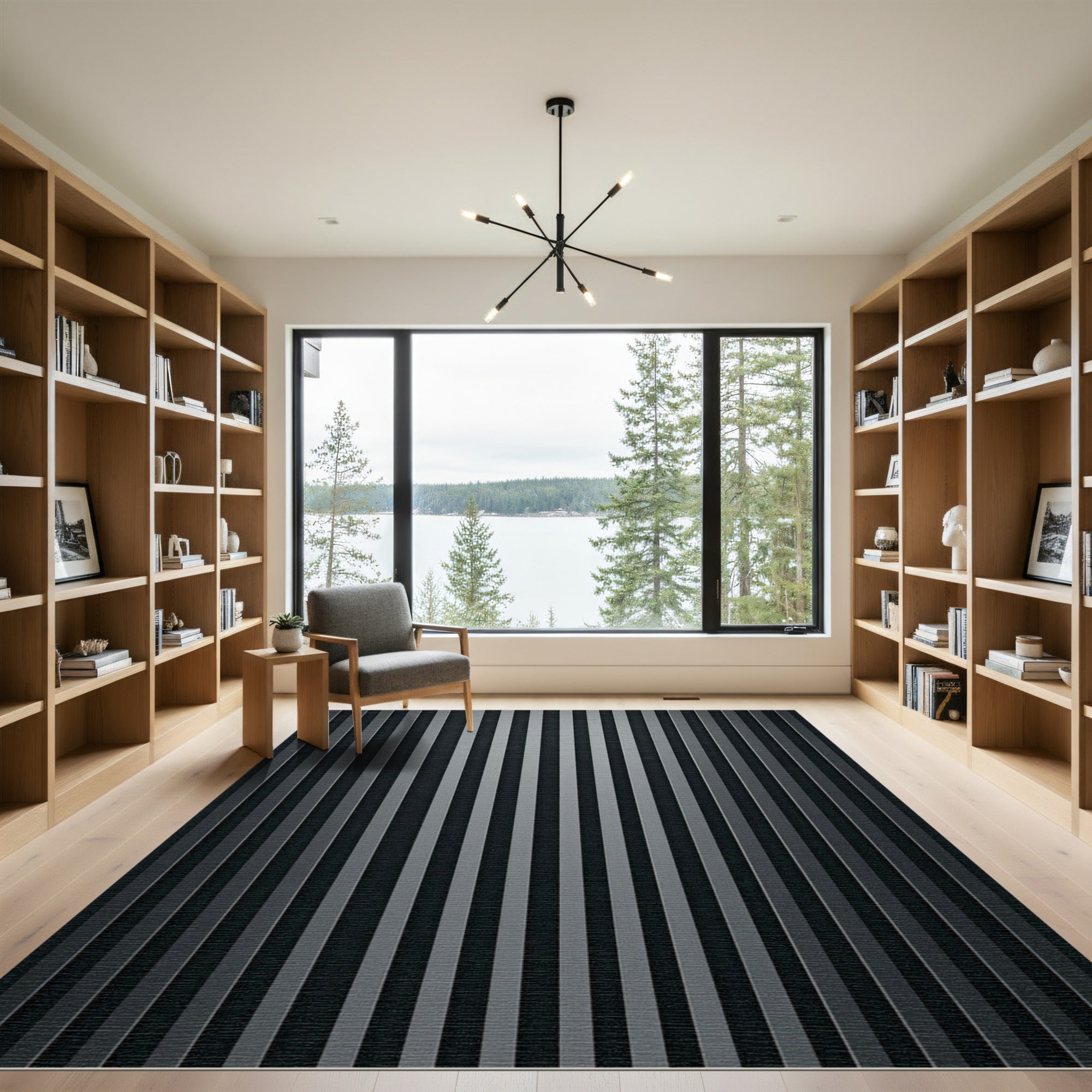 Monochrome Vertical Striped Texture Rug