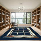 Rustic Weathered Pane Midnight Window Scene Rug